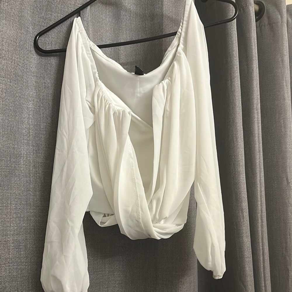 Windsor Cream Ruched Tie Front Long Sleeve Blouse